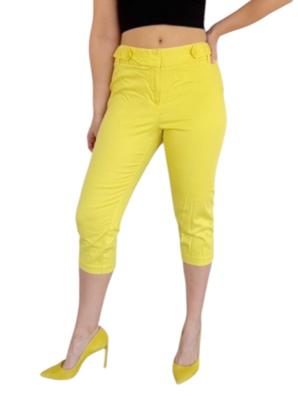 Olivia & Martin chartreuse yellow green cotton stretch capri pants size 10P